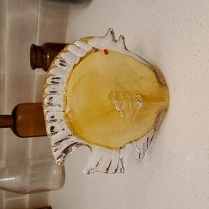 Vintage Hand Blown Art Glass Yellow Angel Fish